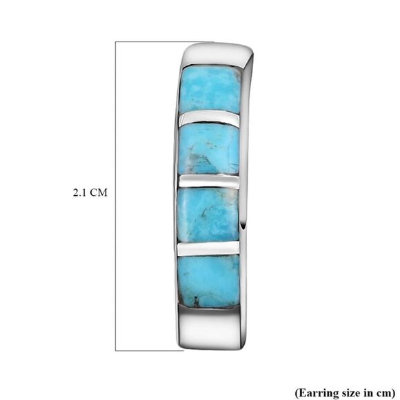 Santa Fe Style Kingman Turquoise Earrings in Sterling Silver 1.50ctw - Picture 3 of 7